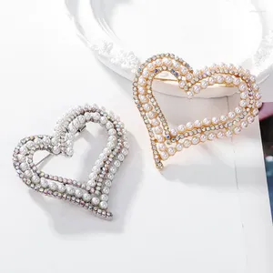 Brooches 2023 Cute Girl Simple Pins Heart Rhinestone Imitation Pearl Cartoon Corsage For Woman Fashion Jewelry Accessories