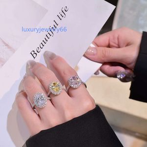 JH luksus 925 Srebrny różowy żółty biały owalny pierścionek ślubny diament