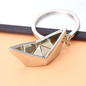 Keychains 1PC Men's Smooth Sailing Paper Boat Keychain Metal Alloy Key Chains Lucky Gift For Sailor Men Women Charms Pendant KeyRing