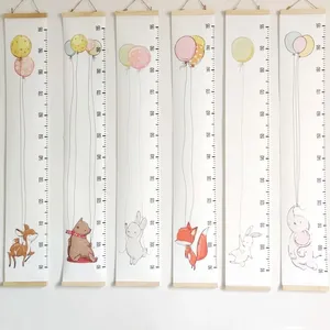 Dekorativa figurer trä duk väggtillväxt diagram baby hängande diagram höjd mäter härskare avtagbar klistermärke för barn barnrum