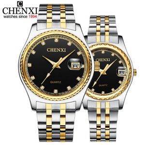 Wristwatches CHENXI Fashion Men Women Watches Rhinestone Dial Top Couples Quartz Watch Full Steel Waterproof Calendar