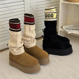 Designer stövlar kvinna skor strumpor boot dipper boot plattform sko vinter virkning stövel mued elastisk sträcka ankelskor stickade stövlar