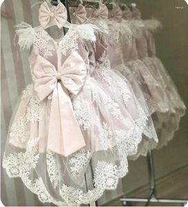 Vestidos da menina rendas tule applique festa infantil crianças camadas flor arco nó vestido de princesa aniversário baile de formatura vestidos