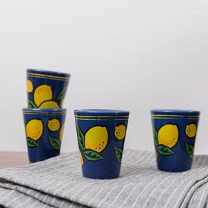 Mugs 50ml Mini Coffee Mug Lemons Printed Japanese Espresso Cup Ceramic Latte Creative S Glasses Home Cafe Bar Drinkware