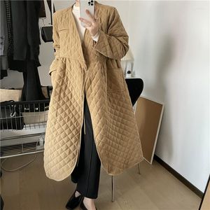 Women's Down Hzirip 2023 Giacca inverno casual solida Donne ol Elegante Minimalista Single Single Parkas Outwear Female Basic Long Coat