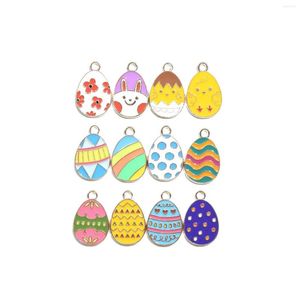 Charms Easter Egg Holiday Party DIY Alloy Oil Dropping Accessories Cartoon Keychain Pendant Necklace Gift Friend