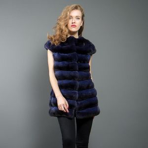 女性の毛皮のフェイクベスト冬の女性本物のレックスジレウォームファッションオーバーコート