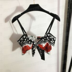 Kvinnor Design Sling Tops Tank T Shirts Flower Pattern Sexig Bowknot Bustier Underwear Clothing