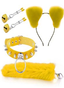 Kit de fantasias de grampo de cabelo erótico cosplay cauda de raposa com plugue anal de metal brinquedos sexy para casais bdsm bondage massageador de próstata 9752865