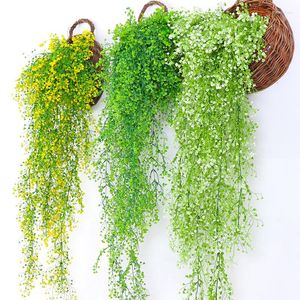 Dekorativa blommor konstgjorda växter Vine Green Leaves Ratten hängande murgröna Radish Saweed Gruva Fake Wedding Home Garden Wall Party Decor