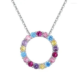 Цепочки в стиле ретро S925, серебряное свадебное красочное кольцо с цветочным сокровищем, минималистское модное ожерелье, кулон, ювелирные изделия