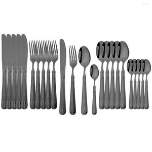 Conjuntos de utensílios de jantar 24pcs luxuosos 304 talheres de aço inoxidável Conjunto