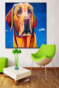 Osjälviskt bulldoggmålning för vardagsrum väggen duk konst affisch skriver ut djurdekorativ målning för sovrum Unframed9931786