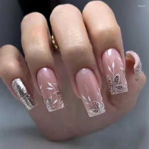 Накладные ногти носимые патчи для ногтей серебряные сверкающие розовые оптом для милой девушки