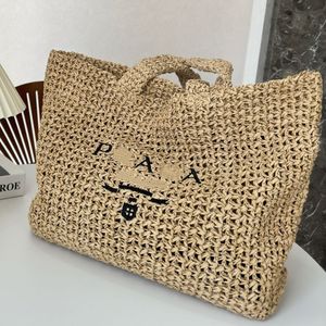 2023 Nova Bolsa Tote Designer Moda Listra Contraste Bolsa Tecido Grama Grande Bolsa de Compras Handheld Bolsa de Praia 202332