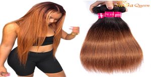 1B 30 Peruansk jungfru rakt hår ombre honung blond raka mänskliga hårförlängningar peruanska hårväv buntar3025168