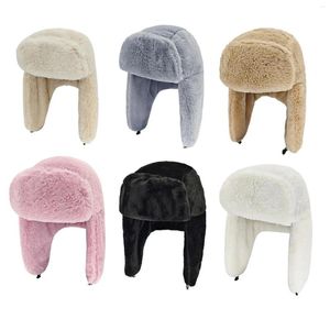 Berets Winter Trapper Chapéus Ear Flaps Proteção Ski Caps Frio Tempo Espessamento Para Homens Adultos Meninas Mulheres Bicicleta