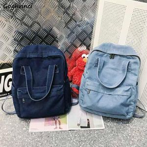 Zaino Zaini Studenti unisex Stile preppy Borsa portatile da viaggio per coppia coreana in denim retrò di grande capacità