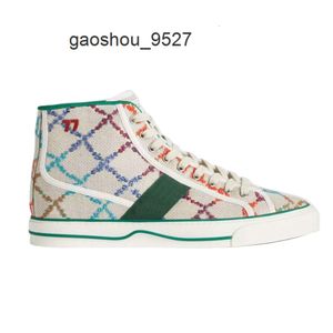 Sneaker gglies Designer Tennis Web 1977 Scarpe di tela New High Color Tessuto di lino multicolor Uomo ACE Verde e rosso JJ72