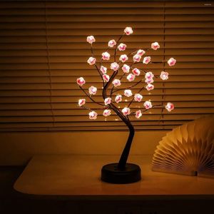 Nocne światła Plum Blossom Bonsai Tree Light - Sztuczny wróżka z 36 LED Decor świąt Bożego Narodzenia w sypialni