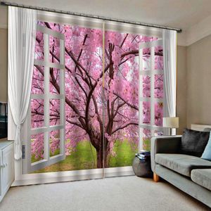 tenda per finestra tende per alberi rosa Tende per finestre oscuranti di lusso 3D di dimensioni personalizzate per tende oscuranti del soggiorno