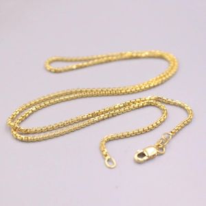 Correntes Real 18k Colar Amarelo para Mulheres 1.8mm Caixa Redonda Chain Link Jóias Presente de Luxo 18 polegadas Carimbo Au750