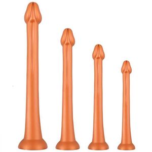 Sex Toy Massager Liquid Silicone Super Long Anal Plug Big Dildos Stimulate Anus och Vagina Soft Dilator Penis Toy Butt Phallus