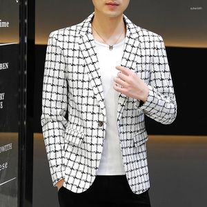 Męskie garnitury butikowe Blazer Single West Suit Suit Checked Party Smart Trend Trend Fashion Top