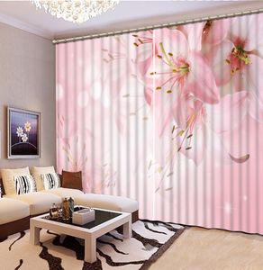 3D-Vorhang, Dekoration, Fenstervorhang, rosa Lilie, Blumen, Vorhänge, Wohnzimmer, individueller Fotodruck, Vorhänge für Schlafzimmer