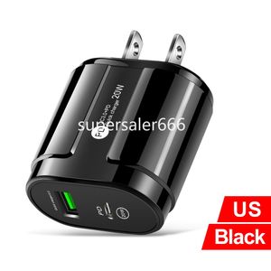 Hög hastighet 2.4A PD-väggladdare USB-C Typ C 2Ports Power Adapter EU US UK-laddare för iPhone 12 13 14 15 Pro Max Samsung Huawei HTC LG S1