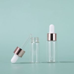 Flacone campione da viaggio cosmetico da 5 ml ~ 20 ml, anello in oro rosa e contagocce con colla bianca