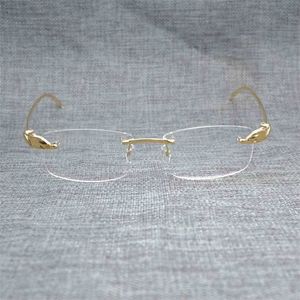 2023 Designer-Brille Modell Männer Titanlegierung Brillenfassungen Randlose quadratische Brillen Klare Linse Optischer Goldrahmen Brillen zum Lesen von Sonnenbrillen