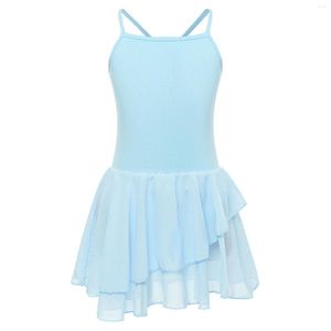 Stage Wear Kids Girls Ballet Dress Dancer Ruffle Chiffon Skirt Leotard Tutu Gymnastics Training Bassic Performance Dancewear