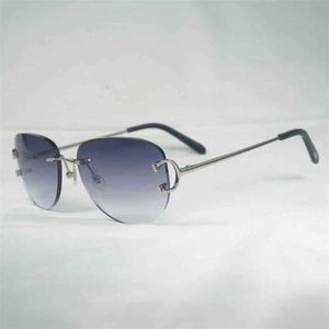 2023 Designer Brille Neue Vintage C Draht Randlose Sonnenbrille Männer Oval Brillen Frauen Für Sommer Metallrahmen Oculos Gafas