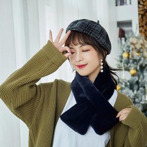 Eşarplar Koreli kış sahte kürk kadın eşarp yumuşak peluş snood düz renkli boyun yaka sıcak şeyler Noel hediye