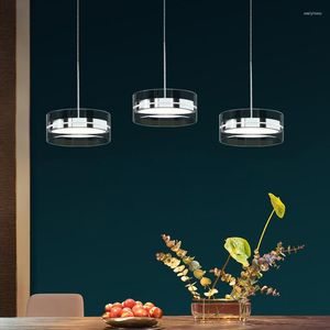 Lampy wisiork Nordic srebrna okrągła lampa LED szkła stali nierdzewnej do baru Restaurant Domowe sztuka