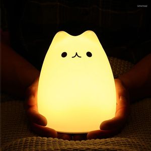 ナイトライトkawaii kitty light baby dollかわいいナイトライトギフトキッズベッドルーム装飾子供のおもちゃUSB充電アイプロテクションダンマブルLED