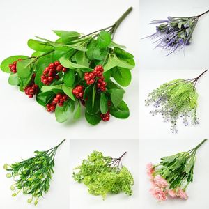 Decorative Flowers Simulation Plant Plastic Fortune Fruit Holly Acacia Beans Lucky Fake Red Berries Living Room Decoration Home Decor