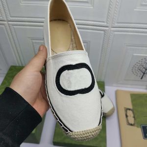 New woven fisherman shoes boat shoes cloth sail shoes women's shoes flat luxury classic metal buckle embroidered lazy casual shoes 35-41 with boxes.