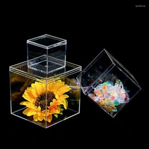 Gift Wrap 12 Pcs Acrylic Candy Box Clear Party Favor With Lid Mini Square Cube Storage For Jewelry Display B03E