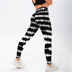 Leggings da donna Pantaloni bianchi neri Pantaloni elastici a righe Stampa Fitness per donne Leggins da allenamento sportivo