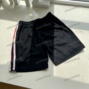 xinxinbuy Men women designer Shorts pant Side Ribbon cotton Spring summer khaki red blue black S-2XL