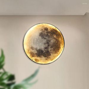 Wall Lamp Moon Led Creative Planet Art Circular Lights Bedroom Bedside Living Room Bakgrund Decor Aisle