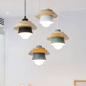 Lâmpadas pendentes de luminária moderna LED de lâmpada de cozinha pendurada sala de jantar e27 luzes de jantar de madeira