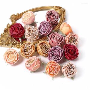 Flores decorativas 3/5 pçs 8cm grande rosa seda artificial falsa para decoração de casa decoração de casamento diy noiva artesanato guirlanda acessórios