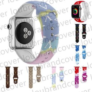 Designer Apple Watch Band Silicone Watch Strap för Apple Watch Series 8 3 4 5 6 7 49mm 38mm 42mm 44mm IWATCH BANDS Färgtryck Armband AP Watchbands Armband Smart Straps