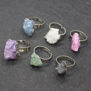 Cluster Rings Exquisite Natural Stone Irregular White Crystal Adjustable Ring Spiritual Charm Ladies Men's Jewelry DIY Production
