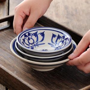 Bowls Sale Hand-painted Blue And White Household Shallow Bowl Chinese Style Tableware Underglaze Colored Ceramic Seasoning