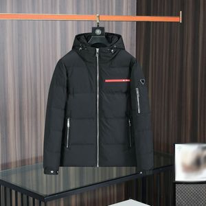 Winter White Duck Down Puffer Jacket Designer Down Jacket Mens 23SS Gummi Striped Parka Coat Fashion Triangle Logo varm huva