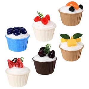 Party Decoration 6st Simulated Cupcake Model Realistic desserts Artificial Cupcakes